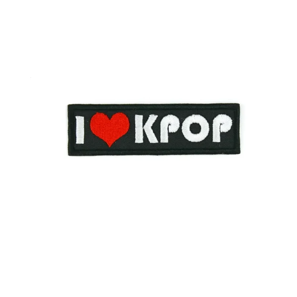 I Love Kpop Embroidered Patch over white background