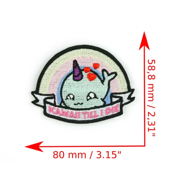 Kawaii Till I Die Embroidered Patch measurements