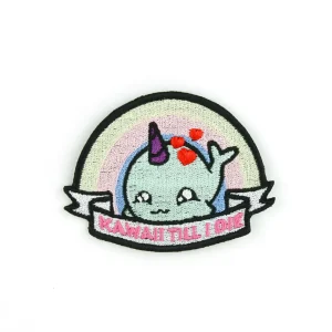 Kawaii Till I Die Embroidered Patch over white background