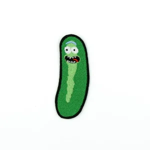 Pickle Rick Embroidered Patch over white background