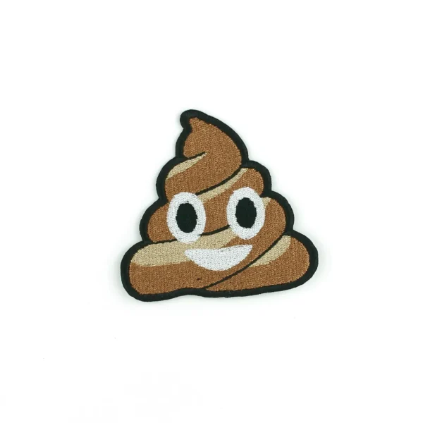 Smiling Cute Pile of Poo Embroidered Patch over white background