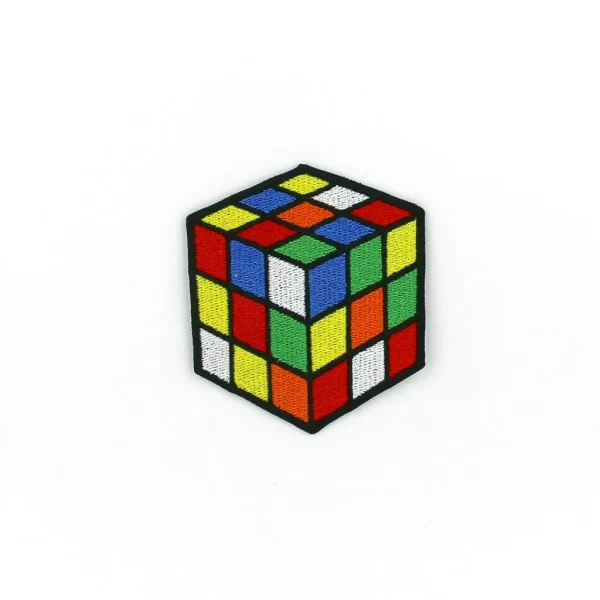 Puzzle Rubik's Cube Embroidered Patch over white background