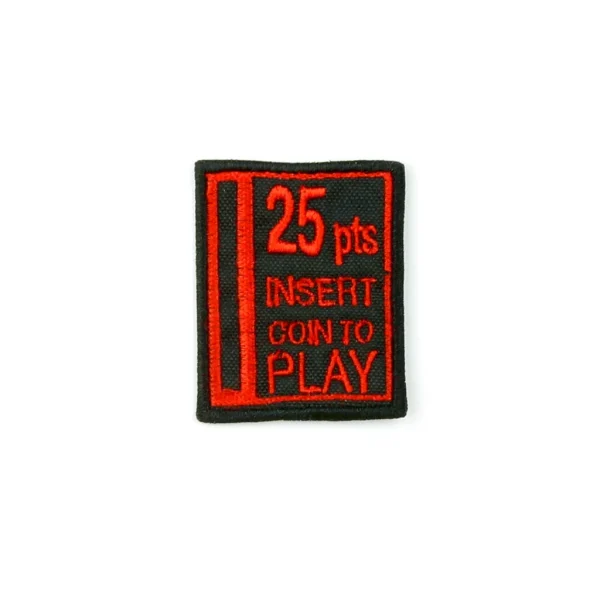 Arcade Coin Slot Embroidered Patch over white background