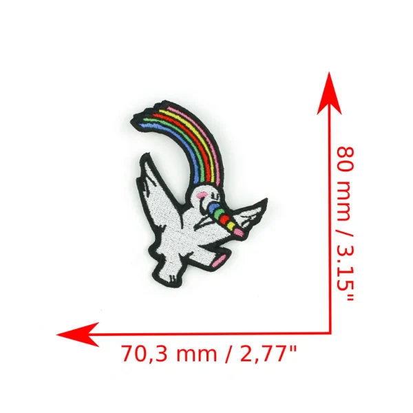 Rainbow Bird Embroidered Patch measurements