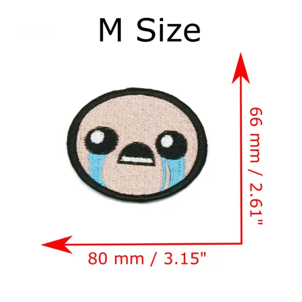 medium Isaac BibleThump Twitch Emote Embroidered Patch measurements