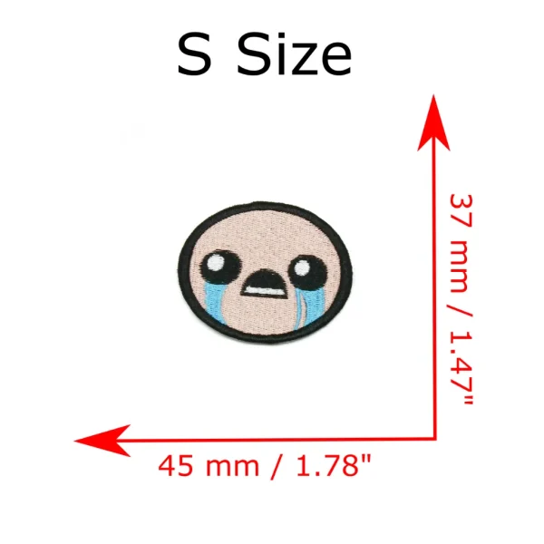 small Isaac BibleThump Twitch Emote Embroidered Patch measurements