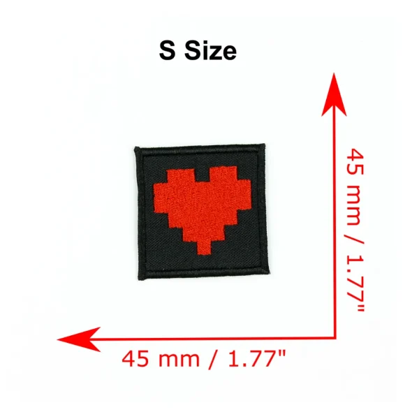 small Pixel Hearts Embroidered Patch measurements