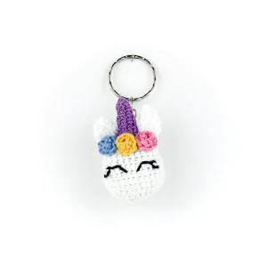 Kawaii Unicorn Keychain over white background