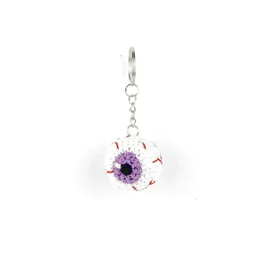 Purple Creepy Eye Keychain over white background