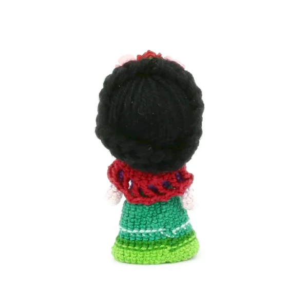 Mexican Doll Crochet Amigurumi back view over white background