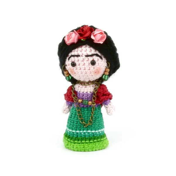 Mexican Doll Crochet Amigurumi front view over white background