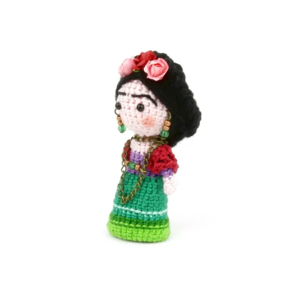 Mexican Doll Crochet Amigurumi side view over white background