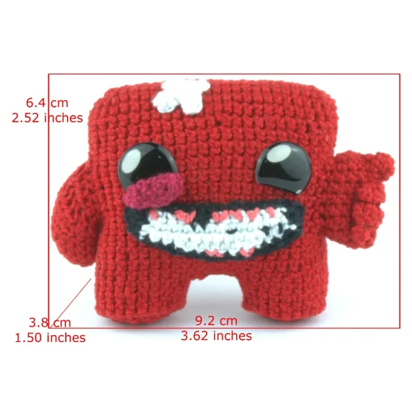 Super Meat Boy Crochet Amigurumi measurements