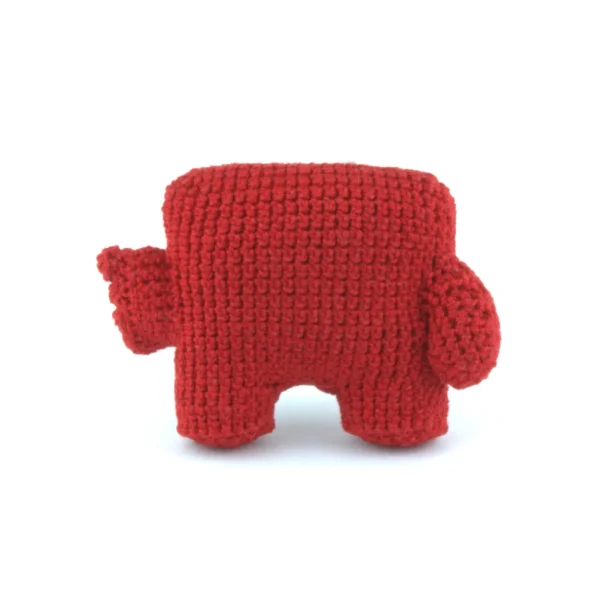 Super Meat Boy Crochet Amigurumi back view over white background