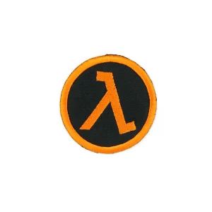 Half Life Orange Lambda symbol Embroidered Patch over white background