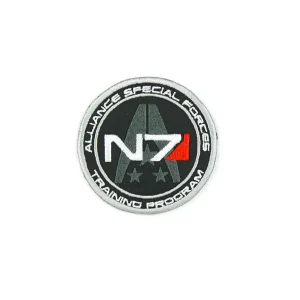 Mass Effect N7 Embroidered Patch over white background