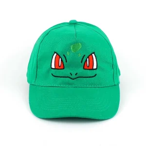 Bulbasaur Kawaii Green Embroidered Cap over white background