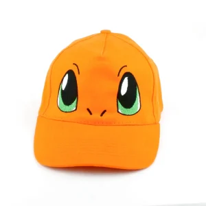 Charmander Kawaii Orange Embroidered Cap over white background