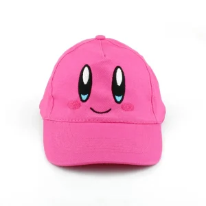Kirby Kawaii Pink Embroidered Cap over white background