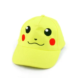 Yellow Face Kawaii Embroidered Cap over white background