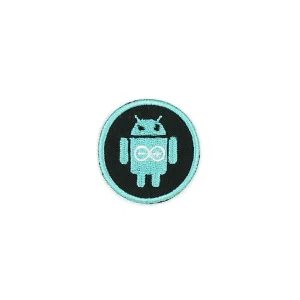 Android Arduino Embroidered Patch over white background