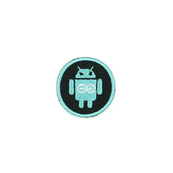 Android Arduino Embroidered Patch over white background