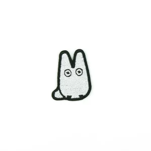 White Kawaii Rabbit Embroidered Patch over white background