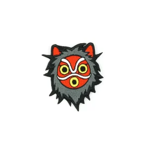 Mononoke Tribal Mask Embroidered Patch over white background