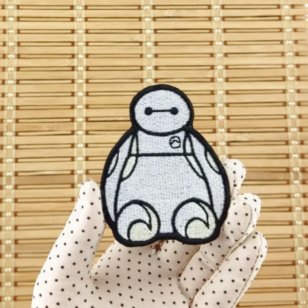 Medium Baymax Kawaii Robot Embroidered Patch on holding hand