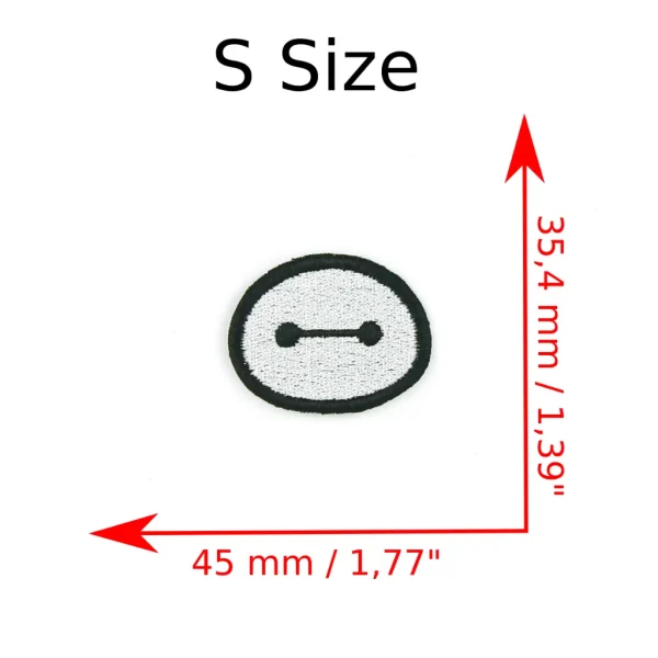 Small Baymax Kawaii Robot Embroidered Patch measurements