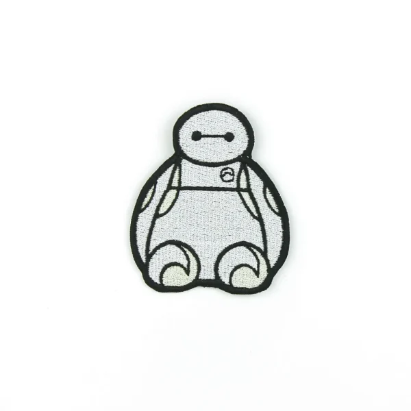 Medium Baymax Kawaii Robot Embroidered Patch over white background