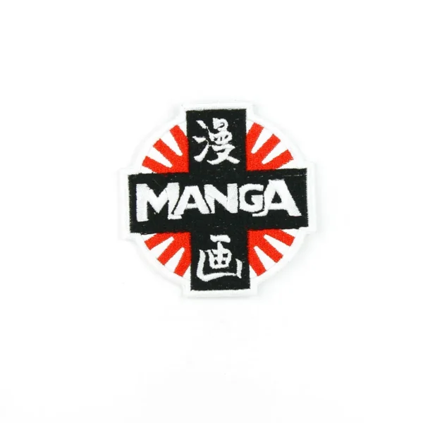 Manga Logo Embroidered Patch over white background