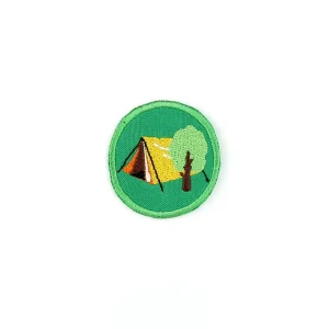 Scout Tent Embroidered Patch over white background