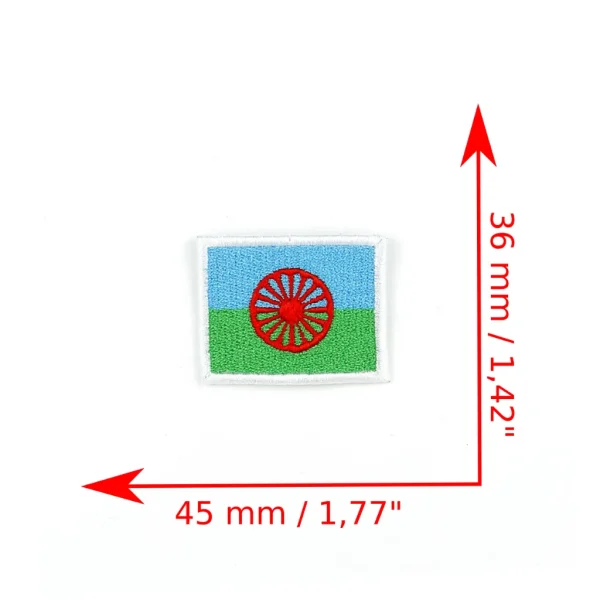 Romani Flag Embroidered Patch measurements