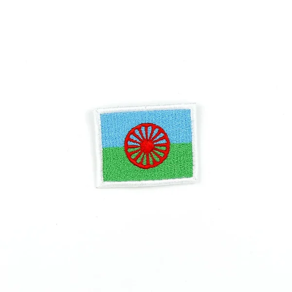 Romani Flag Embroidered Patch over white background