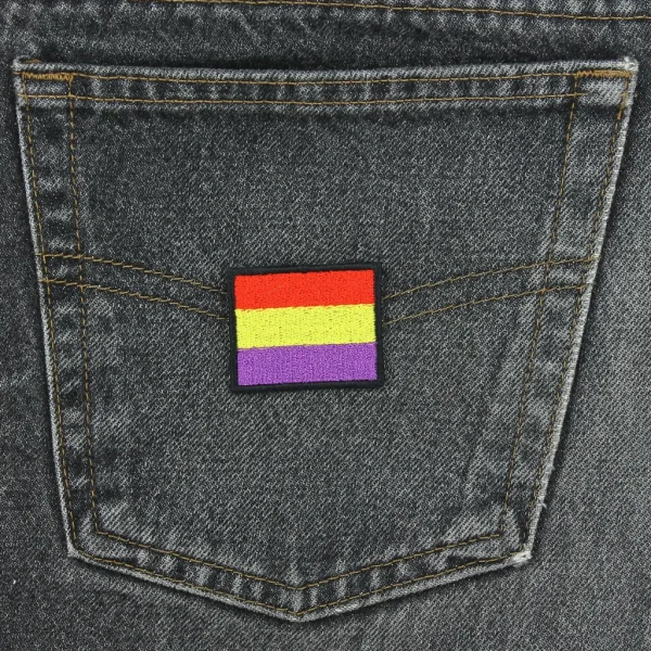 Republican Spain Flag Embroidered Patch on black jeans