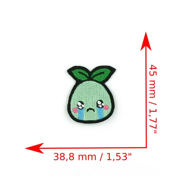 Mokoko Emote Embroidered Patch crying measurements