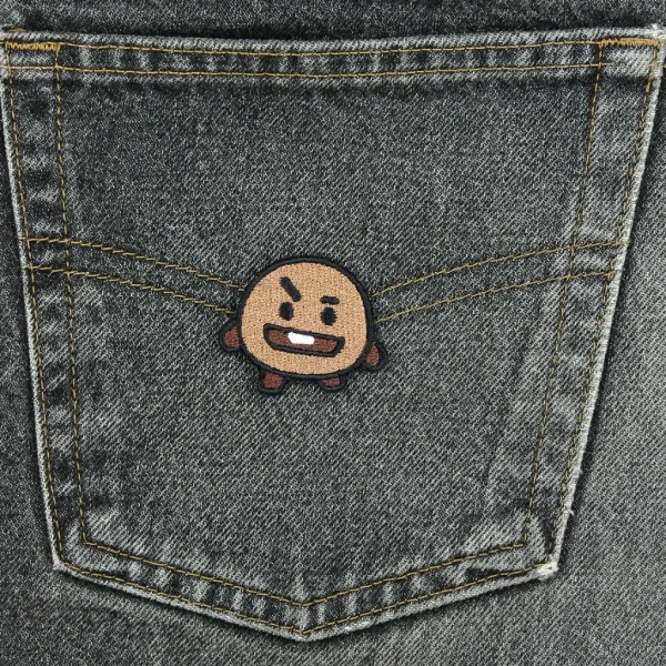 kpop Kawaii Cookie Embroidered Patch on black jeans