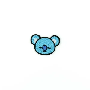 Kpop Kawaii blue Koala Embroidered Patch over white background