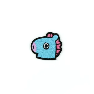 Kawaii Blue Horse Embroidered Patch over white background