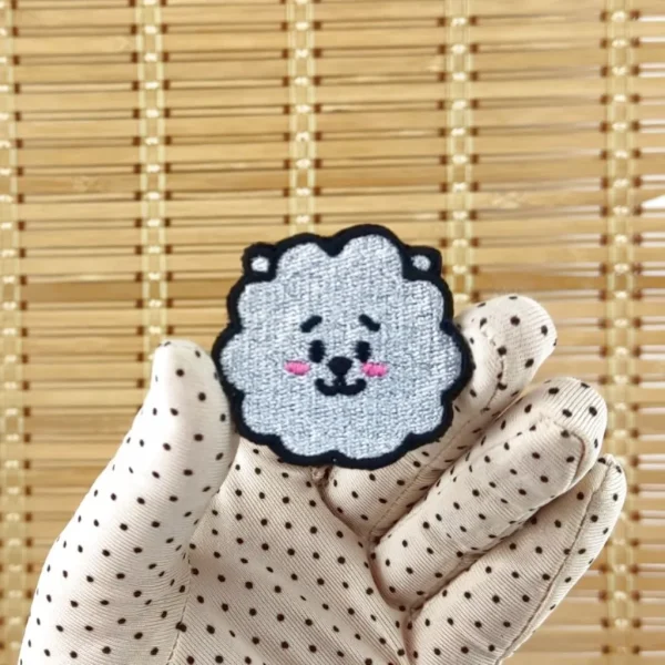 Kpop Kawaii White Puppy Embroidered Patch on holding hand