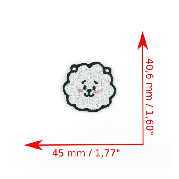 Kpop Kawaii White Puppy Embroidered Patch measurements