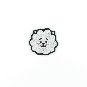 Kpop Kawaii White Puppy Embroidered Patch over white background