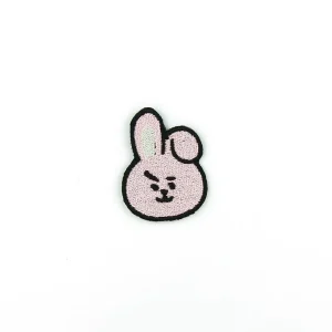 Kpop Kawaii Pink Bunny Embroidered Patch over white background