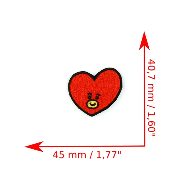 Kpop Kawaii Red Heart Embroidered Patch measurements