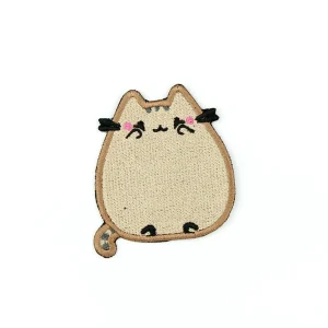 Pusheen Kawaii Cat Embroidered Patch over white background