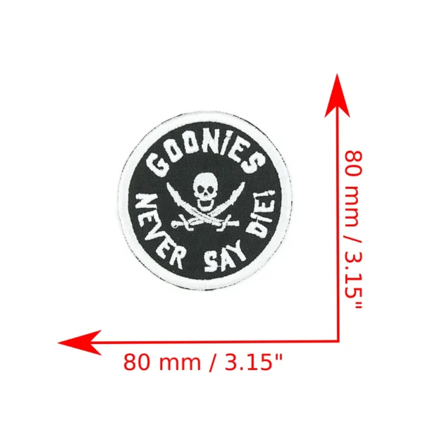 Goonies Never Die Embroidered Patch measurements