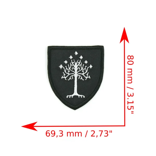 White Tree of Gondor Embroidered Patch measurements