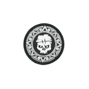 Tribal Pirate Skull Embroidered Patch over white background