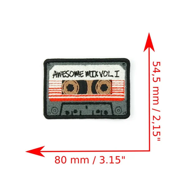 Awesome Mix Cassete Tape Embroidered Patch measurements